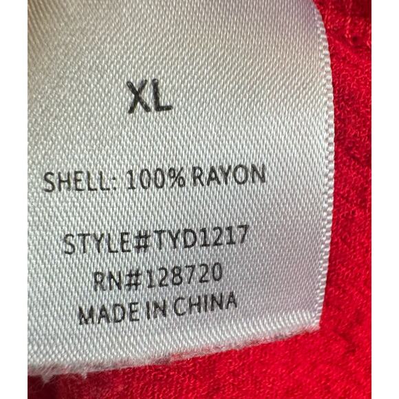 Mi Ami Red Boho Blouse XL Black Embroidered Sleeve Detail - Picture 5 of 5